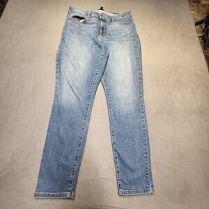 Banana Republic Jeans Womens 10 Blue Curvy Skinny Leg Stretch Distressed Denim